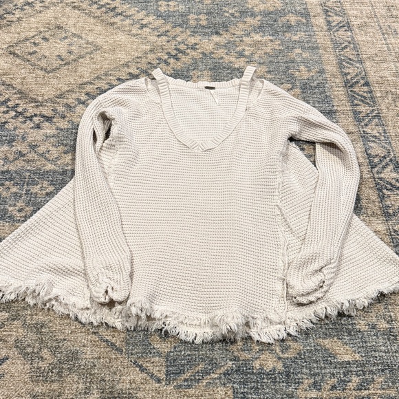 Free People Cream Off-the-Shoulder Sweater - Picture 1 of 3